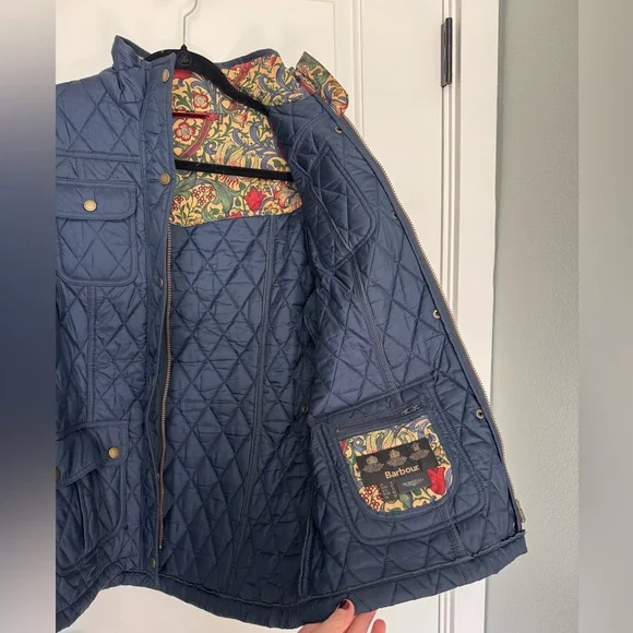 Barbour William Morris Navy Quilted Utility Jacket - 12 / L - Picture 11 of 11